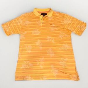 Tommy Bahama Mens Large Island Zone Golf Polo Shirt Orange Floral Flower Pattern